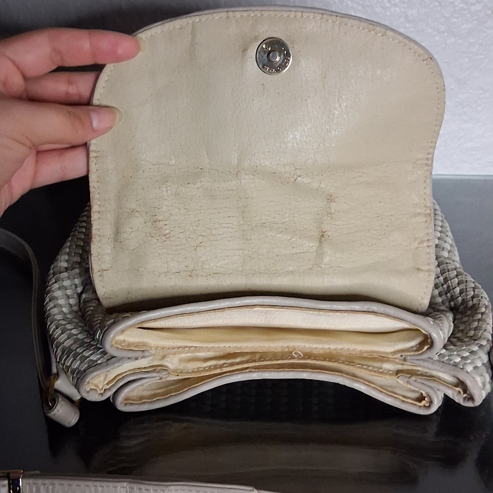 GANSON Chic Cream and Gray  Woven Women's Backpack - Picture 15 of 16